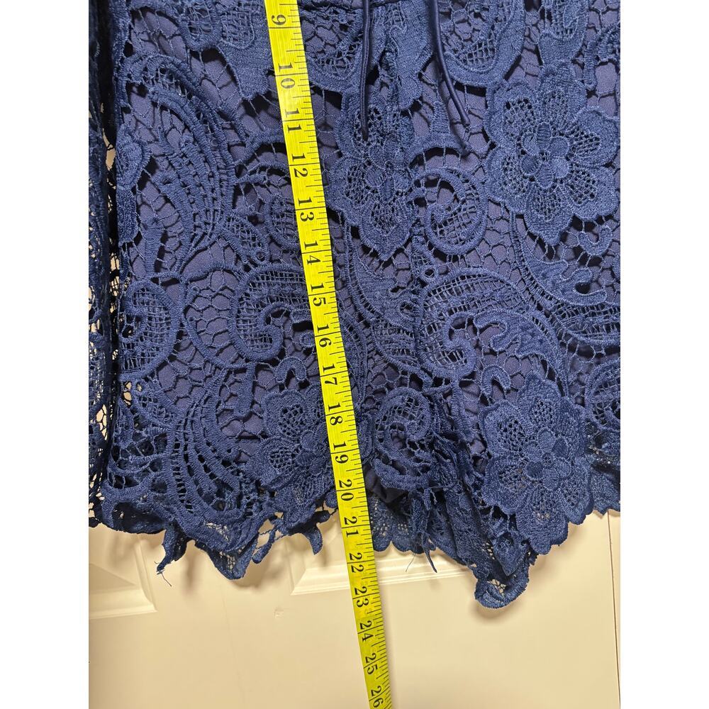 Fashion Nova Navy Blue Lace Off-Shoulder Romper M - Picture 5 of 9